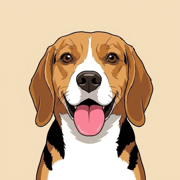 Le même beagle transformé en portrait style illustré